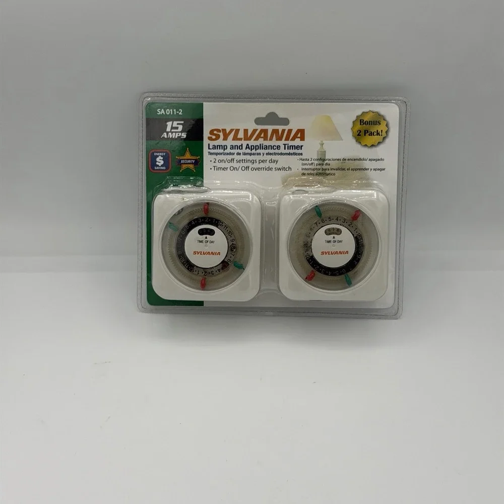 Sylvania SA011-2 Lamp & Appliance Timer 2 Pack Plug In 15A Daily On/Off Switch